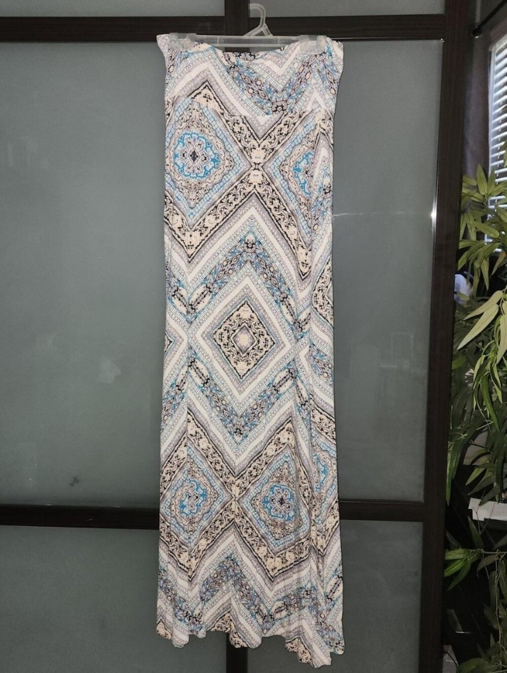 Women's Blue Patterned Maxi Skirt